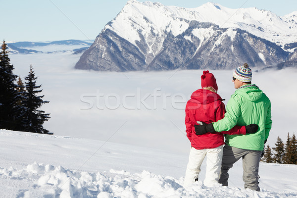 Couple Admiring Mountain View Whilst On Ski Holiday In Mountains Stock photo © monkey_business