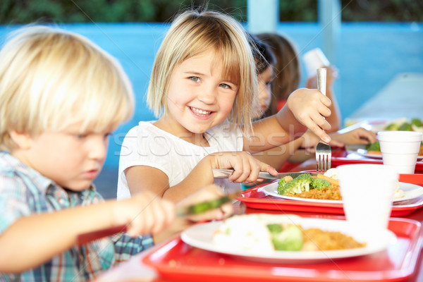 Elementary Pupils Enjoying Healthy Lunch In Cafeteria Stock photo © monkey_business