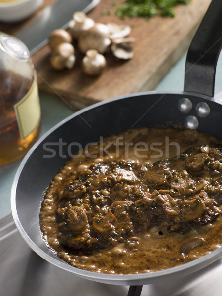 Steak pan Abendessen Fleisch Kochen Gemüse Stock foto © monkey_business