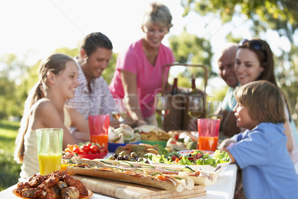 Rodziny jadalnia fresk żywności dzieci wina Zdjęcia stock © monkey_business