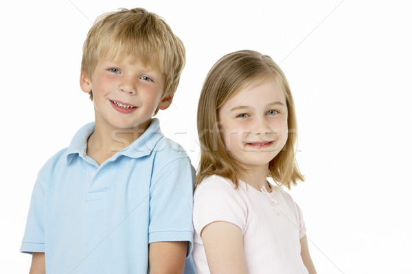 ストックフォト: 弟 · 姉妹 · 笑みを浮かべて · 幸せ · 子 · 肖像