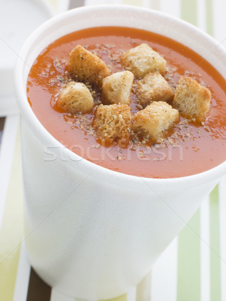 Cup Of Tomato Soup With Croutons In A Polystyrene Cup Stock photo © monkey_business