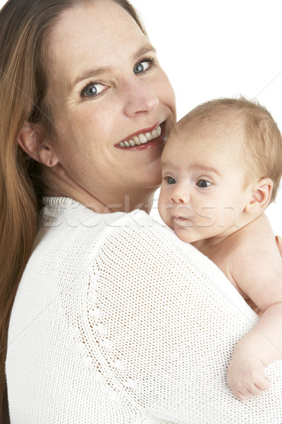 Stock fotó: Stúdió · portré · anya · ölelkezés · baba · lánygyermek