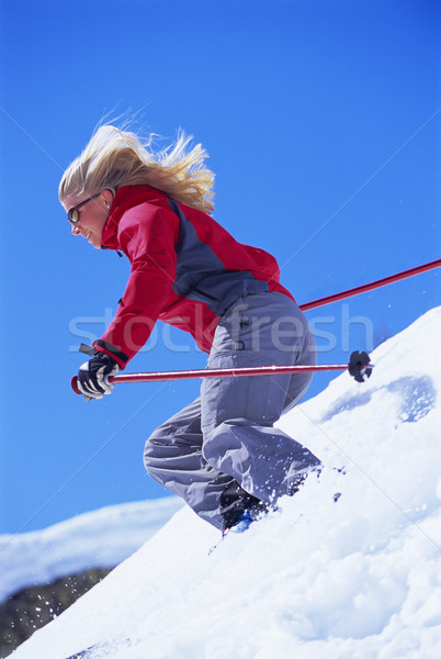 商業照片: 年輕女子 · 滑雪 · 女子 · 節日 · 假期 · 顏色