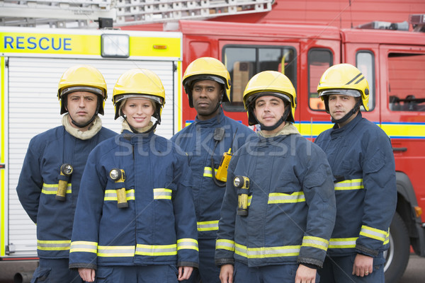 Stockfoto: Portret · groep · brandweerlieden · brandspuit · vrouwen · mannen
