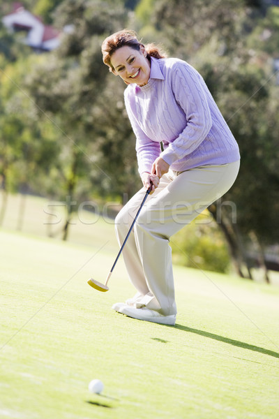 Stockfoto: Vrouw · spelen · spel · golf · sport · groene