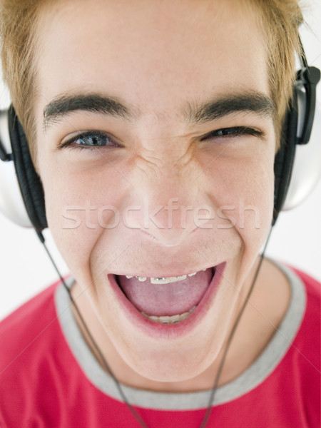 Foto stock: Auriculares · sonriendo · música · ninos