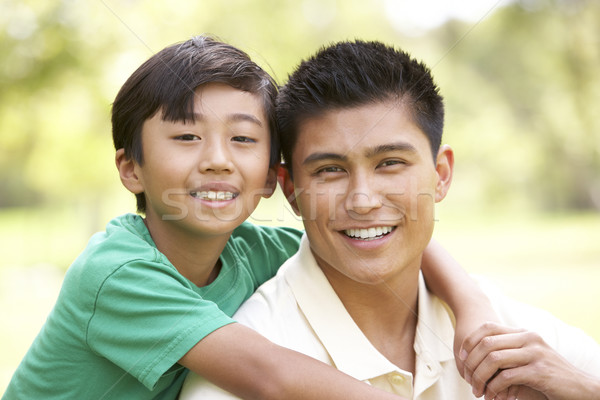 Foto d'archivio: Figlio · di · padre · parco · uomo · bambino · ritratto · giovani