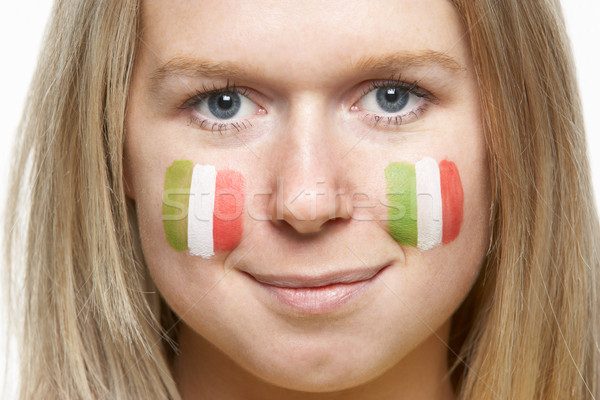 молодые женщины спортивных вентилятор итальянский флаг окрашенный Сток-фото © monkey_business