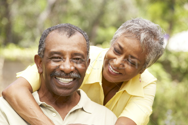 [[stock_photo]]: Couple · de · personnes · âgées · extérieur · heureux · couple · portrait