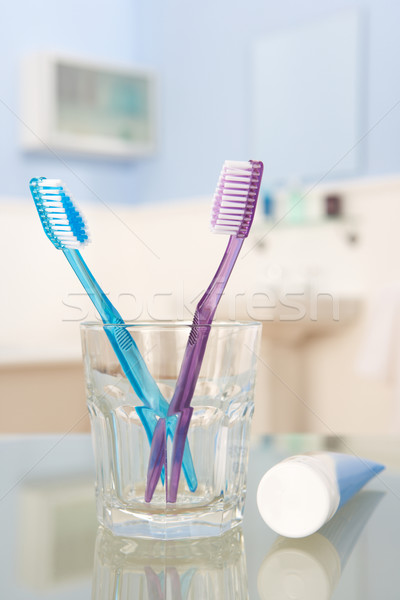 Dentifrice couple propre rose fraîches ensemble [[stock_photo]] © monkey_business