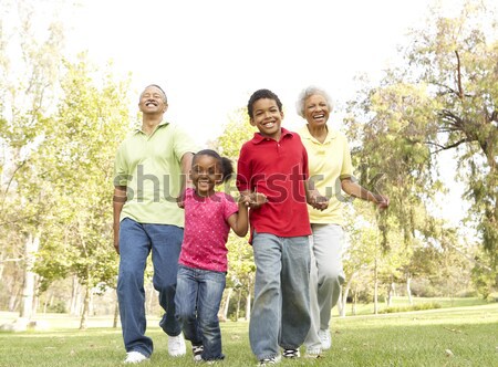 Family running along woodland track Stock photo © monkey_business