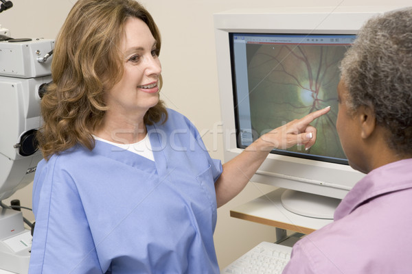 看護 目の検査 結果 患者 女性 ストックフォト © monkey_business