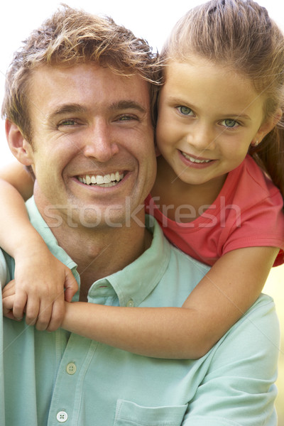 Foto stock: Retrato · padre · hija · parque · nina · sonrisa