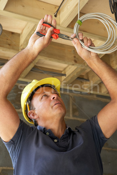 Electrician Working On Wiring In New Home Stock photo © monkey_business