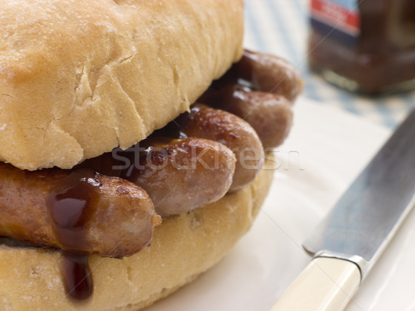 Pork Sausage Crusty Roll with Brown Sauce Stock photo © monkey_business