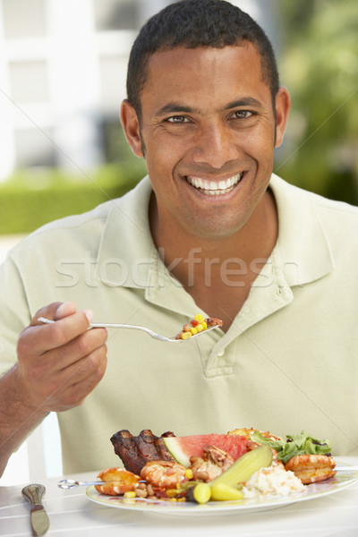 Mid Adult Man Dining Al Fresco Stock photo © monkey_business