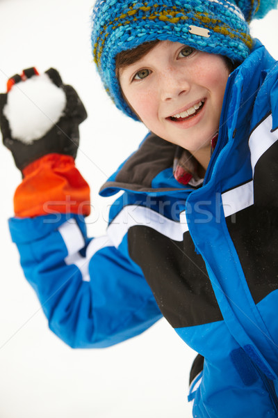 Fiatal srác hógolyó visel kalap tél fiú Stock fotó © monkey_business