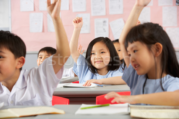 [[stock_photo]]: Groupe · élèves · travail · chinois · école · classe