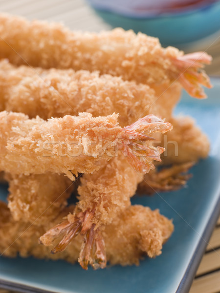 Deep Fried Breaded Japanese Tiger Prawns with Mirin Chili Dip Stock photo © monkey_business