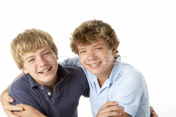 Kettő fiútestvérek játszik portré tini stúdió Stock fotó © monkey_business