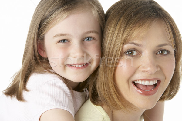 Foto stock: Mãe · filha · sorridente · mulher · família · amor