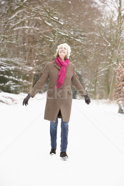 Senior Woman Walking Through Snowy Woodland Stock photo © monkey_business