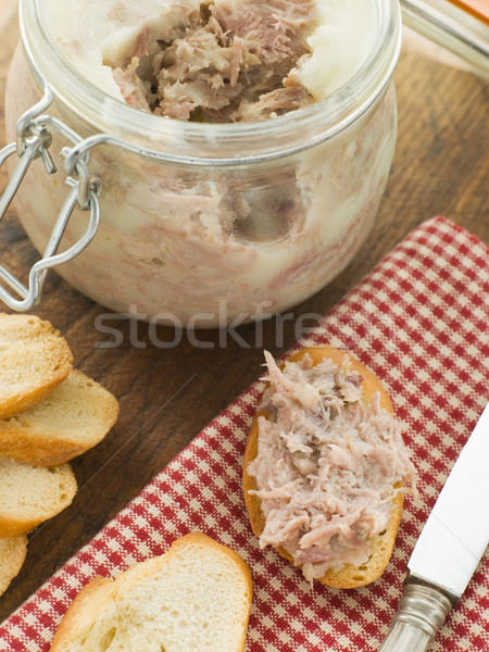 Eend varkensvlees geroosterd baguette brood mes Stockfoto © monkey_business