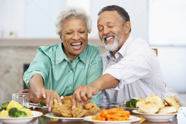 Foto stock: Casal · almoço · juntos · casa · mulher · homem