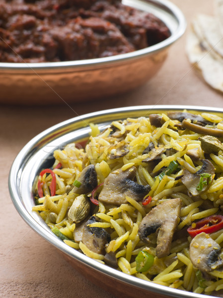 Dish of Mushroom Pilau Rice with Beef Madras Stock photo © monkey_business