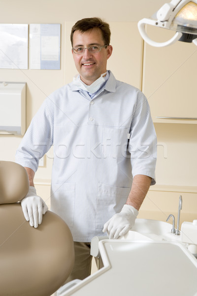Zahnarzt Prüfung Zimmer lächelnd Lächeln Arbeit Stock foto © monkey_business