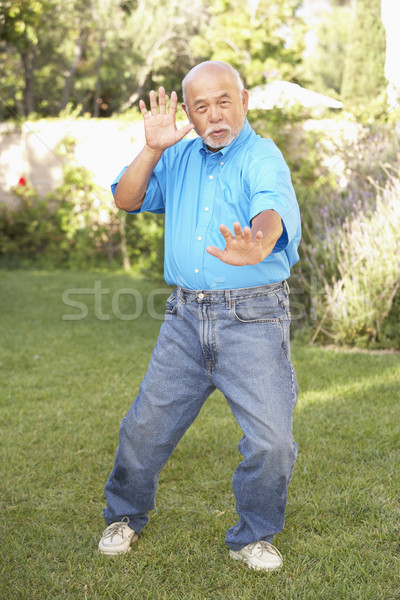 Senior Man Doing Tai Chi In Garden Stock photo © monkey_business