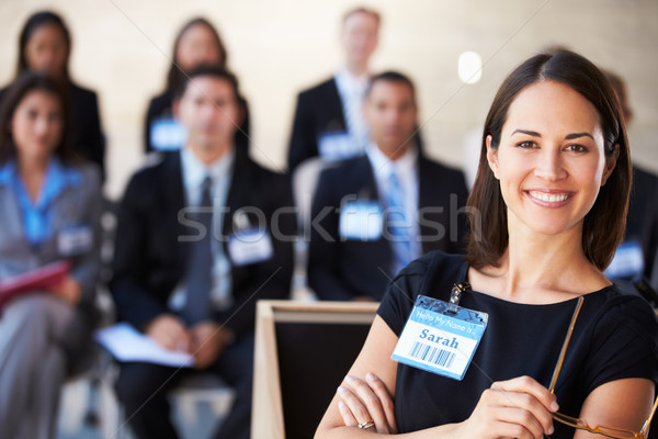 Kobieta interesu prezentacji konferencji działalności człowiek mężczyzn Zdjęcia stock © monkey_business