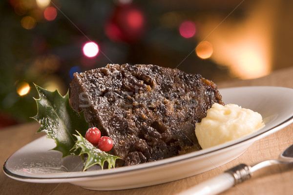 Portion of Christmas Pudding with Brandy Butter Stock photo © monkey_business