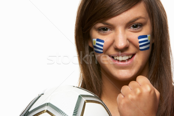 Jeunes Homme football fan pavillon peint [[stock_photo]] © monkey_business