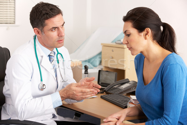 Foto stock: Americano · médico · hablar · mujer · cirugía · hombre