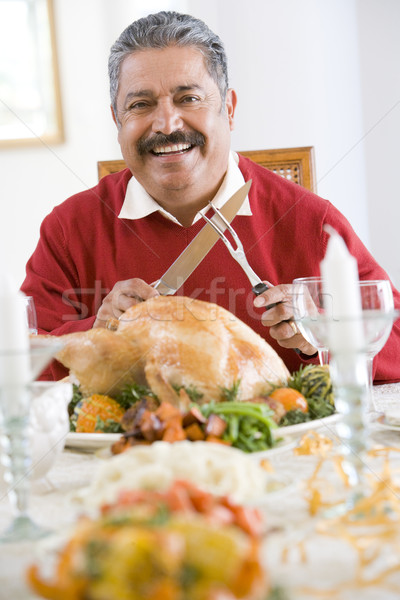 Senior Man Excitedly Getting Ready To Carve The Turkey Stock photo © monkey_business