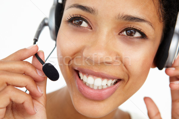 Call center exploitant business vrouw hand telefoon Stockfoto © monkey_business