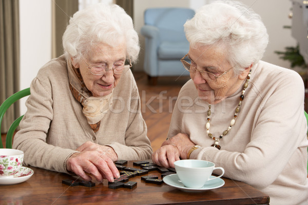 Stockfoto: Twee · senior · vrouwen · spelen · dag · zorg