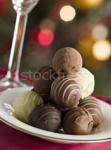Plate of Chocolate Truffles Stock photo © monkey_business