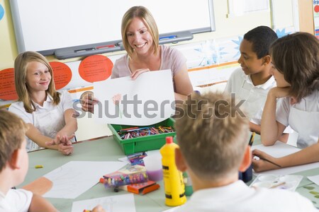 Teacher Helping Students During Art Class In Chinese School Clas Stock photo © monkey_business