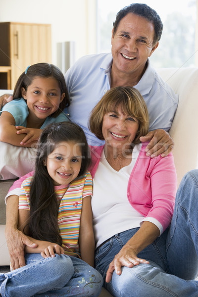 Stockfoto: Grootouders · poseren · kleinkinderen · familie · meisje · man