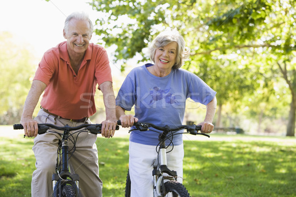 Stock foto: Zyklus · Frau · Mann · Ausübung · Fahrrad