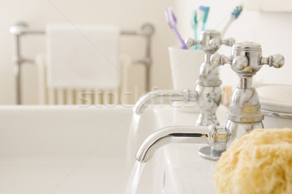 Lopen badkamer wastafel water home kamer Stockfoto © monkey_business