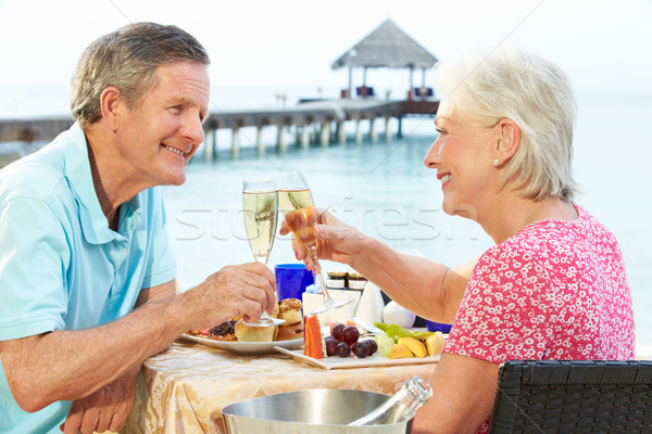 Senior Couple Enjoying Meal In Seafront Restaurant Stock photo © monkey_business