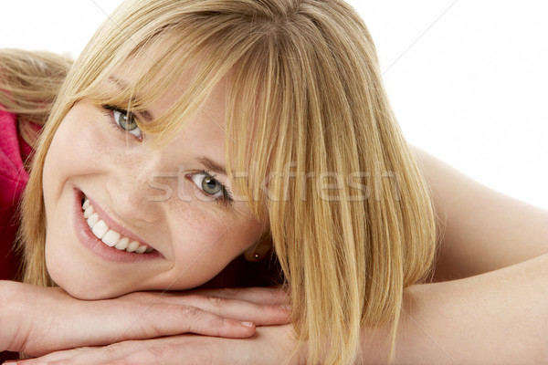 Studio portret glimlachend tienermeisje gezicht gelukkig Stockfoto © monkey_business