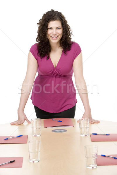 Imprenditrice piedi boardroom sorridere business donna Foto d'archivio © monkey_business