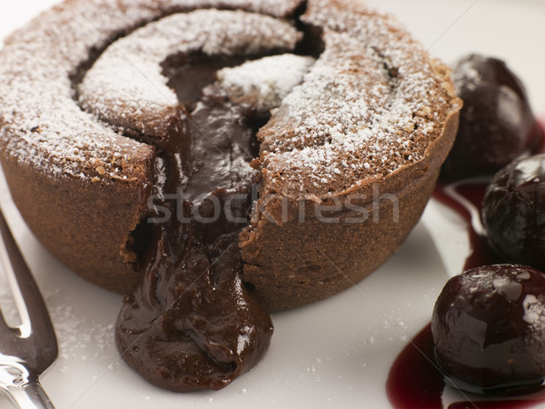 горячий шоколад пудинг черный Вишневое сироп шоколадом Сток-фото © monkey_business
