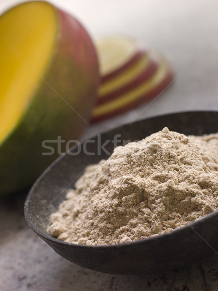 Gericht Mango Pulver geschnitten frischen Seite Stock foto © monkey_business