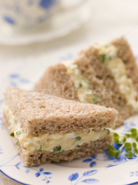 Egg and Cress Sandwich on Brown Bread with Afternoon Tea Stock photo © monkey_business